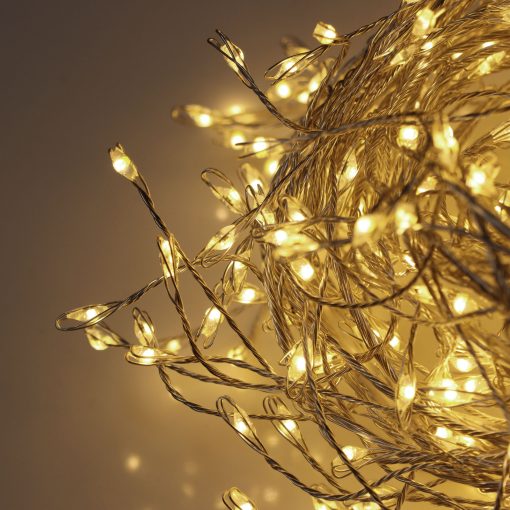 Premium LED Cluster Lights. 400 Warm White LEDs on Silver wire Plug-in available mid Nov 2026