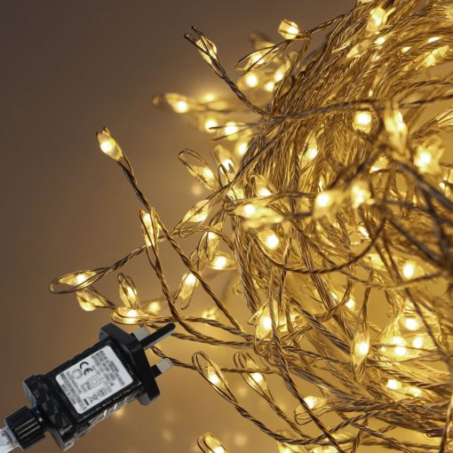 Premium LED Cluster Lights. 400 Warm White LEDs on Silver wire Plug-in available mid Nov 2026