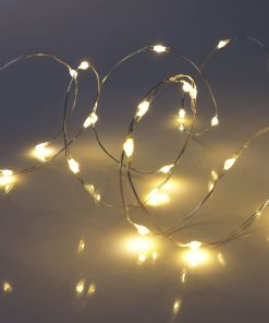 M40STRBATWWTR_03 40 Warm White Battery Powered Fairy Lights on Silver Wire. Firefly Lights with Timer