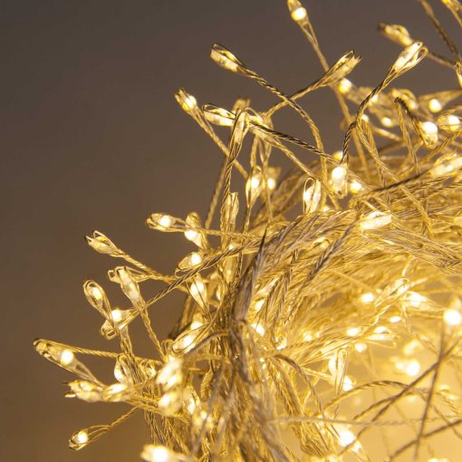 Premium LED Cluster Lights. 480 Warm White LEDs on Silver wire. Plug in Garland fairy lights.
