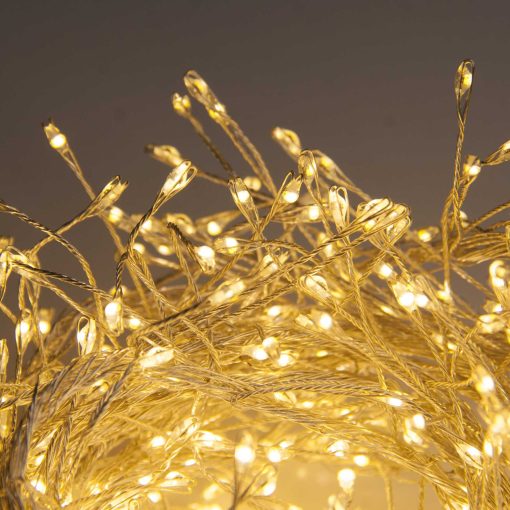 Premium LED Cluster Lights. 480 Warm White LEDs on Silver wire. Plug in Garland fairy lights.