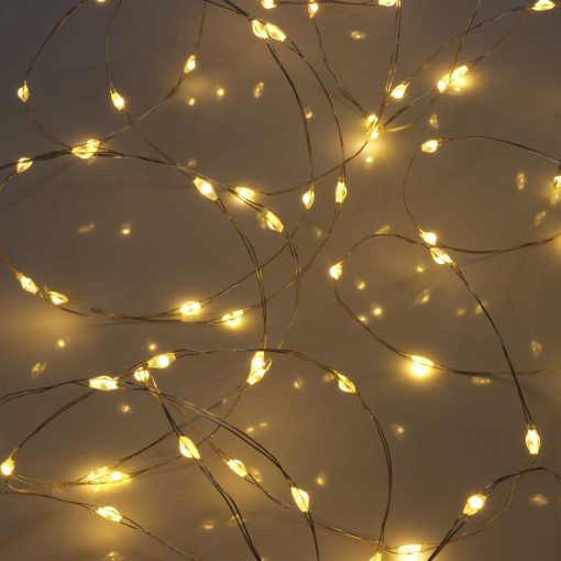 MLED100STR-5V-WW-01 100 Warm White LED Fairy Lights on Silver Wire. Remote, Dimmer, Timer & Multifunction. Plug in String Lights