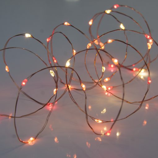 MLED40STRBATSSCP_02 40 Sunset® Battery Powered Fairy Lights on Copper Wire. Red, Orange/Amber & Yellow Firefly Lights with Timer