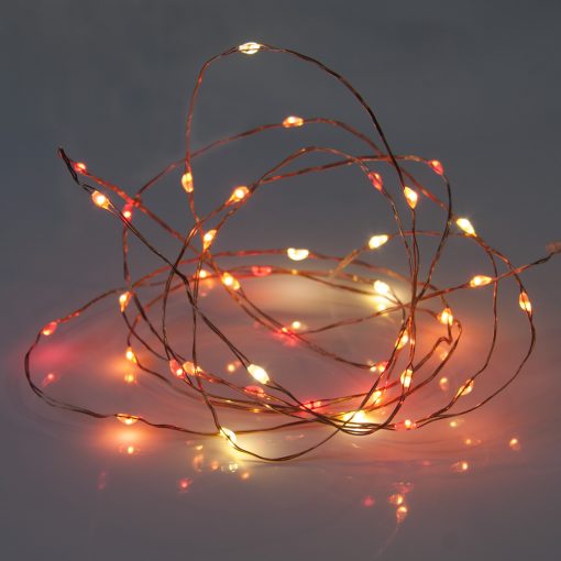 MLED40STRBATSSCP_12 40 Sunset® Battery Powered Fairy Lights on Copper Wire. Red, Orange/Amber & Yellow Firefly Lights with Timer
