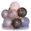 10 Cotton Ball Fairy Lights - USB or Battery Operated LED String Lights with Timer mode (Cool Grey)