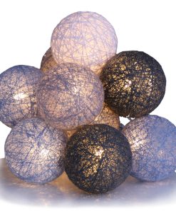 QB-LED10C-BALL-BAT-GY-TR_WHITE_BG2 10 Cotton Ball Fairy Lights - USB or Battery Operated LED String Lights with Timer mode (Cool Grey)