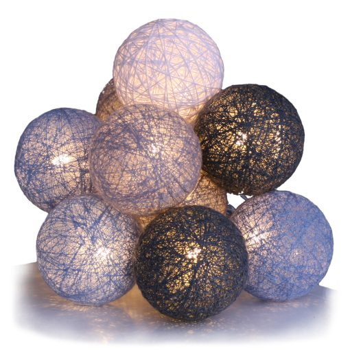 10 Cotton Ball Fairy Lights - USB or Battery Operated LED String Lights with Timer mode (Cool Grey)