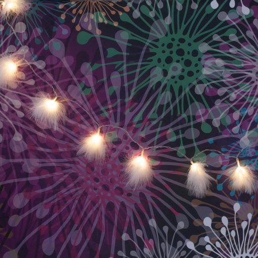 QB-LED16F-STR-BAT-WW-TR-02 Feather Lights with Warm White LEDs. Battery Powered Fluffy Fairy Lights with Timer