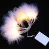 QB-LED16F-STR-BAT-WW-TR-04 Feather Lights with Warm White LEDs. Battery Powered Fluffy Fairy Lights with Timer