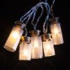 QB-LED16ST-JAR-BAT-WW-TR-03 Retro Glass Jar Fairy Lights. Vintage Warm White String Lights. Frosty Glass Jars with Timer
