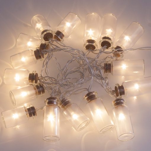QB-LED16ST-JAR-BAT-WW-TR_08 Retro Glass Jar Fairy Lights. Vintage Warm White String Lights. Frosty Glass Jars with Timer