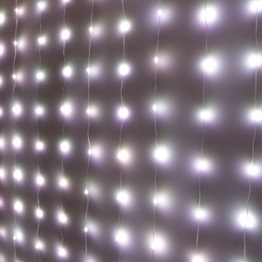 320 RGB Curtain Lights on Silver Wire. Plug in Fairy Lights with Remote.