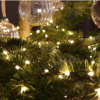 close-up-of-our-tree 800 Warm White Twinkling LED String Lights on Green Wire. Plug in Fairy Lights.