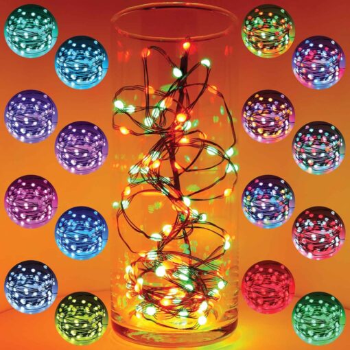 100 Colour Changing micro lights on black wire with USB Plug, Remote Control, Timer, Multi Function & Dimmable