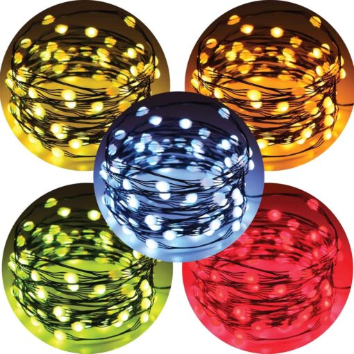 100 Colour Changing micro lights on black wire with USB Plug, Remote Control, Timer, Multi Function & Dimmable