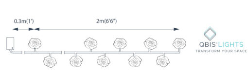 16 Rose String Battery Lights, 2m long for indoor use