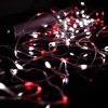 England Red and White Battery Powered Fairy Lights on Silver Wire. 100 opaque lights. Multifunction with Timer