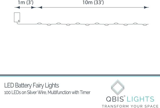 England Red and White Battery Powered Fairy Lights on Silver Wire. 100 opaque lights. Multifunction with Timer